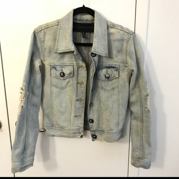 OneTeaspoon 'Rebel Hell' Distressed Denim Jacket Sz4 - Picture 6 of 16